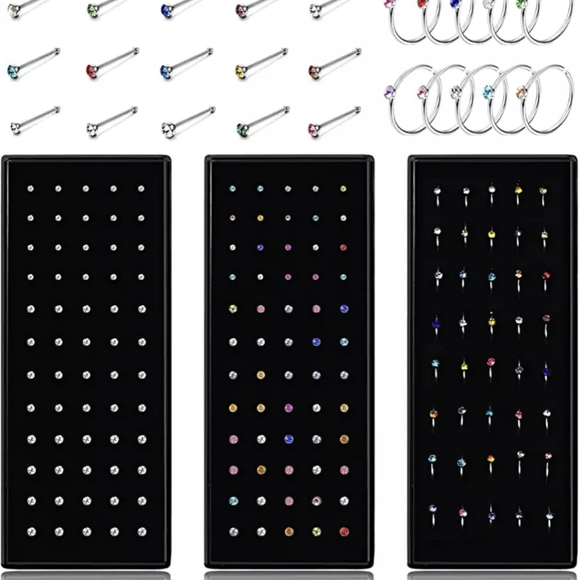 Nose Stud 316L Surgical Steel Nose Jewelry Piercing Women Jewelry 1.8MM - Picture 6 of 6